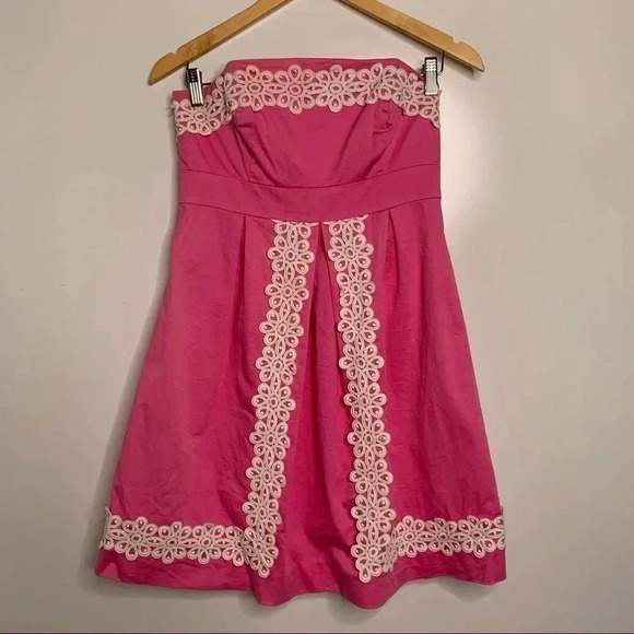 Lilly Pulitzer Betsey Strapless Pink Embroidered Dress - Picture 2 of 8